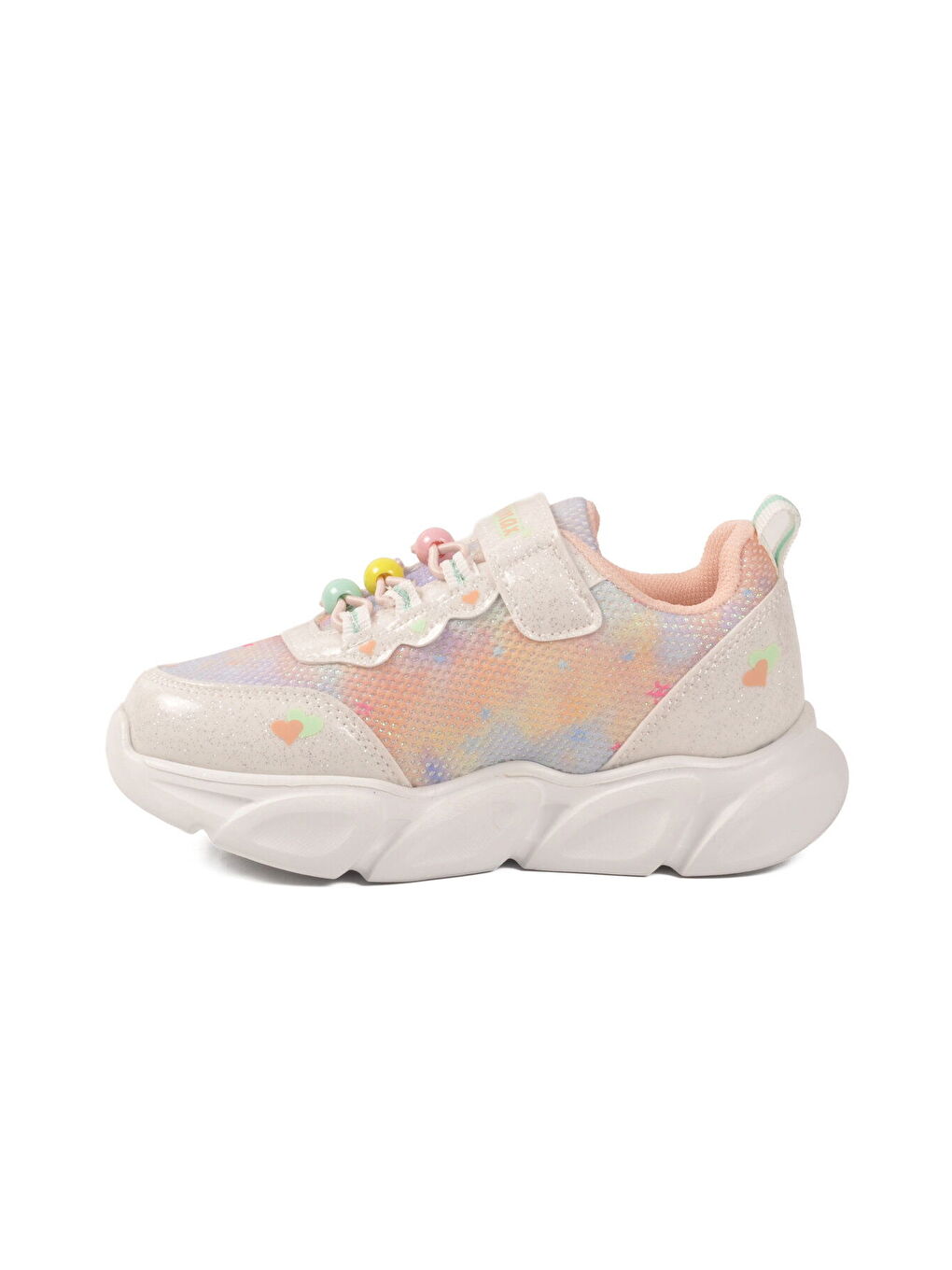 Beyaz Cırtlı Işıklı Hafif Kız Çocuk Spor Ayakkabı 1998 P-1