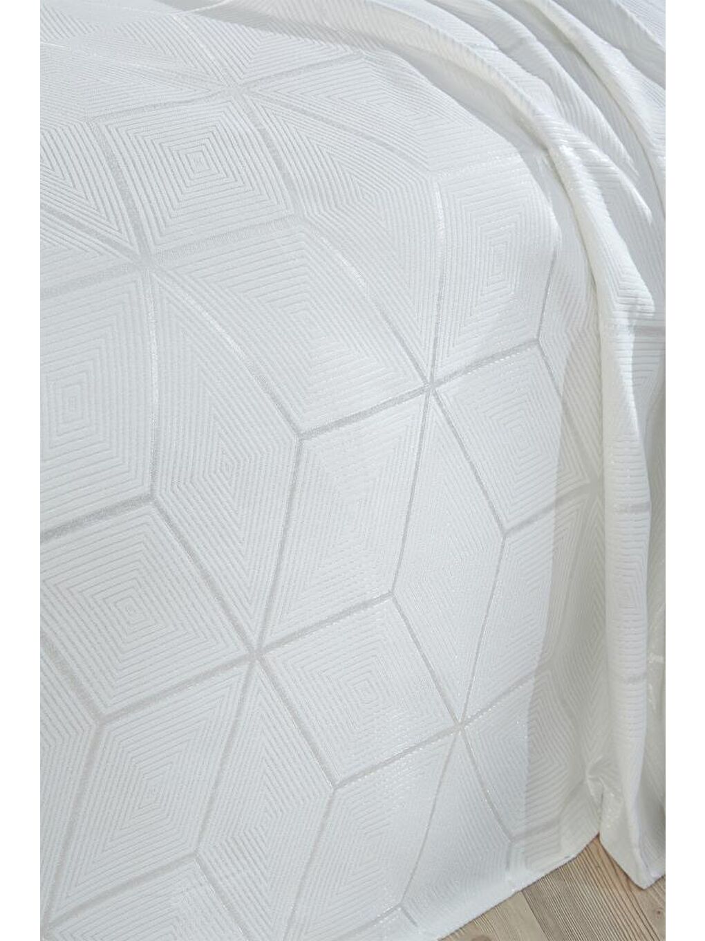 Ekru Verona 3 Parça Çift Kişilik Yatak Örtüsü Krem-1