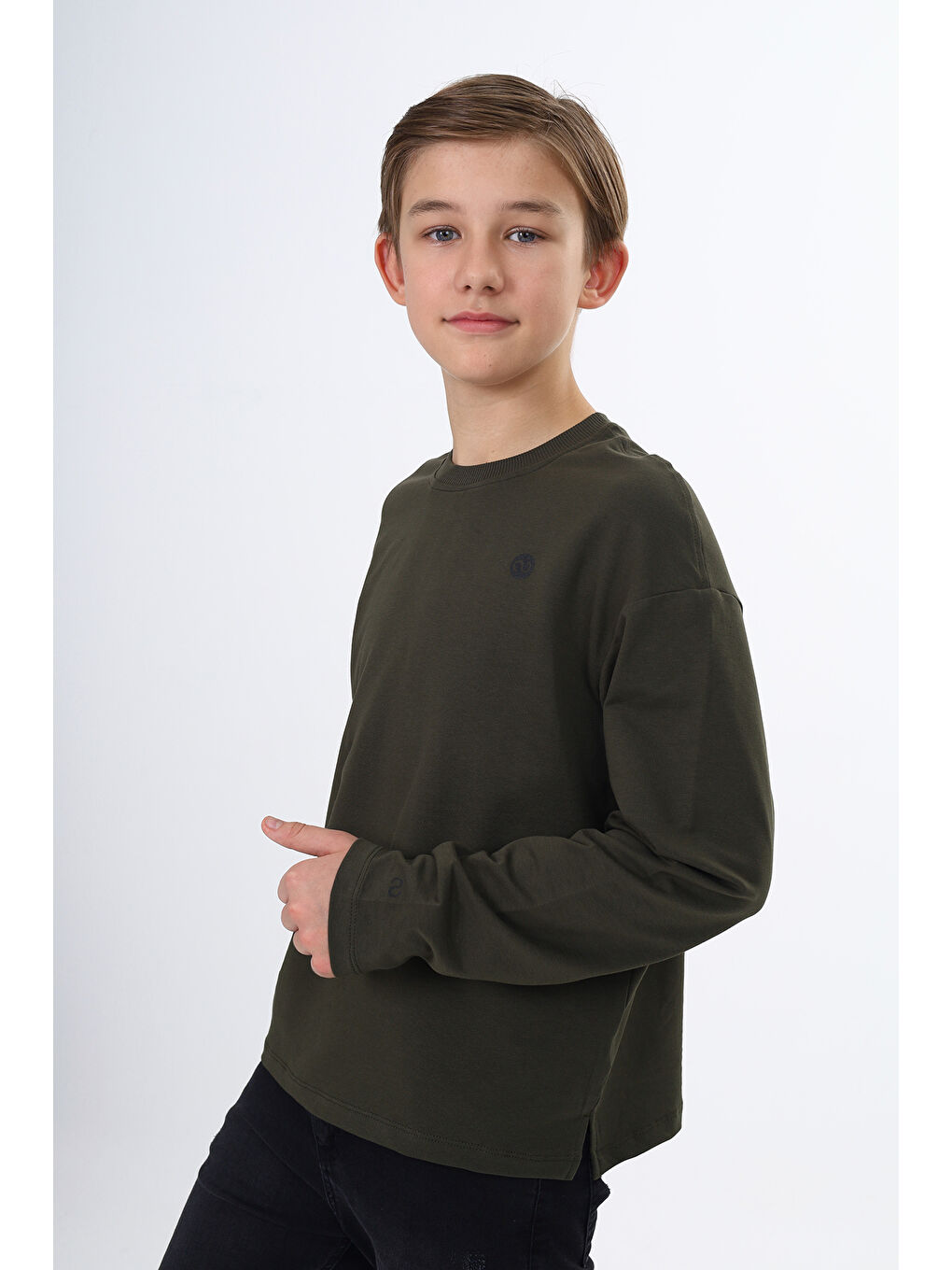 Haki Erkek Çocuk Baskılı Tişört-1