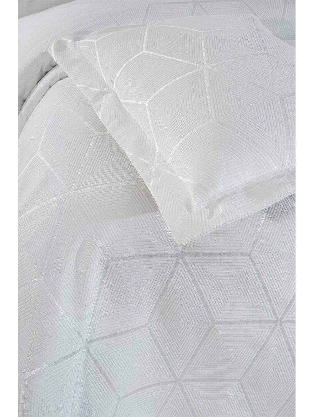 Ekru Verona 3 Parça Çift Kişilik Yatak Örtüsü Krem-4