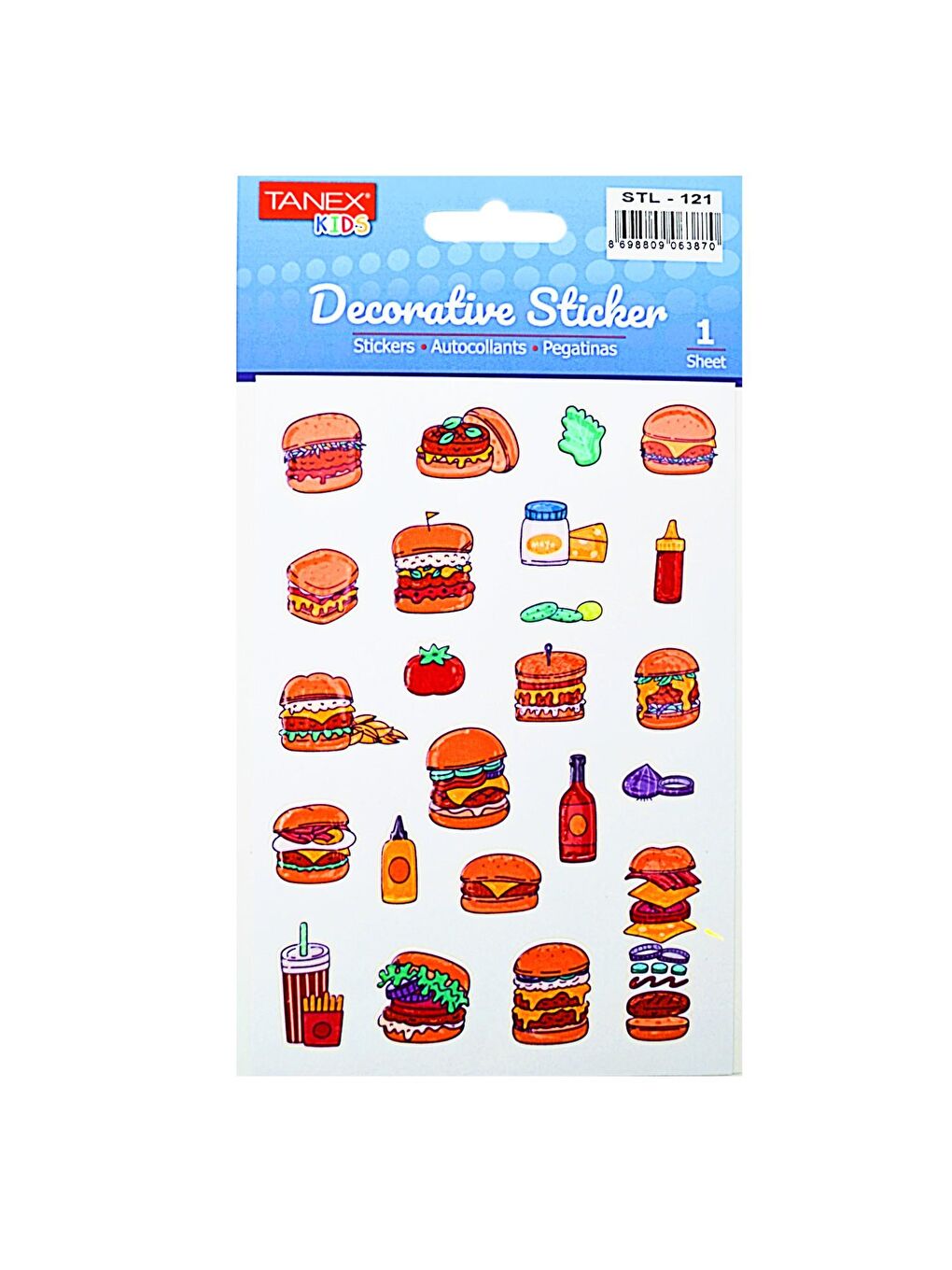 Tanex Kids Sticker Hamburger 23 Parça (STL-121)