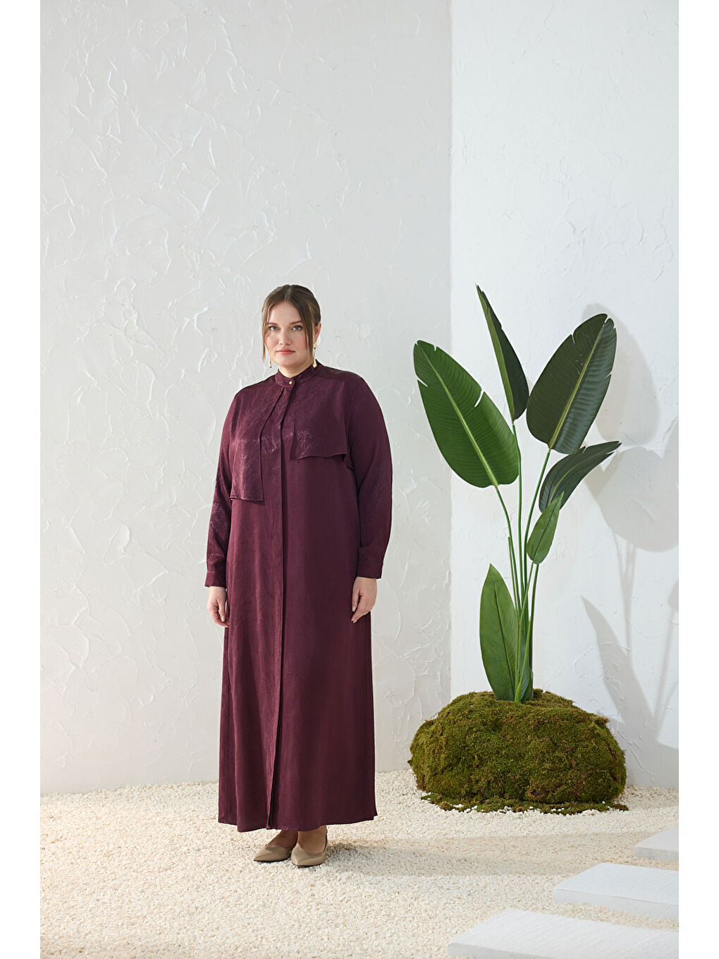 Bordo Asimetrik Rüzgarlı Ferace