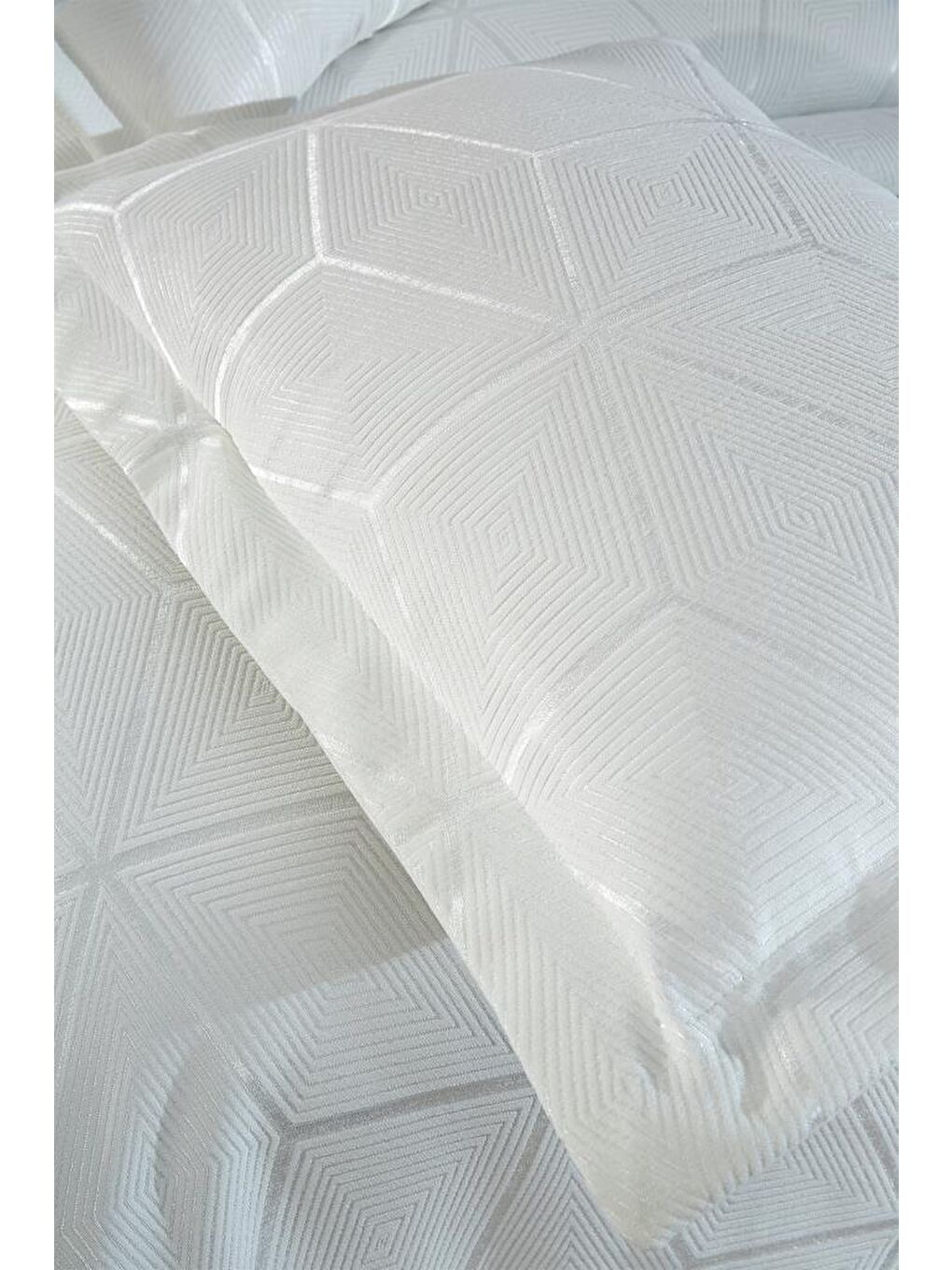 Ekru Verona 3 Parça Çift Kişilik Yatak Örtüsü Krem-5