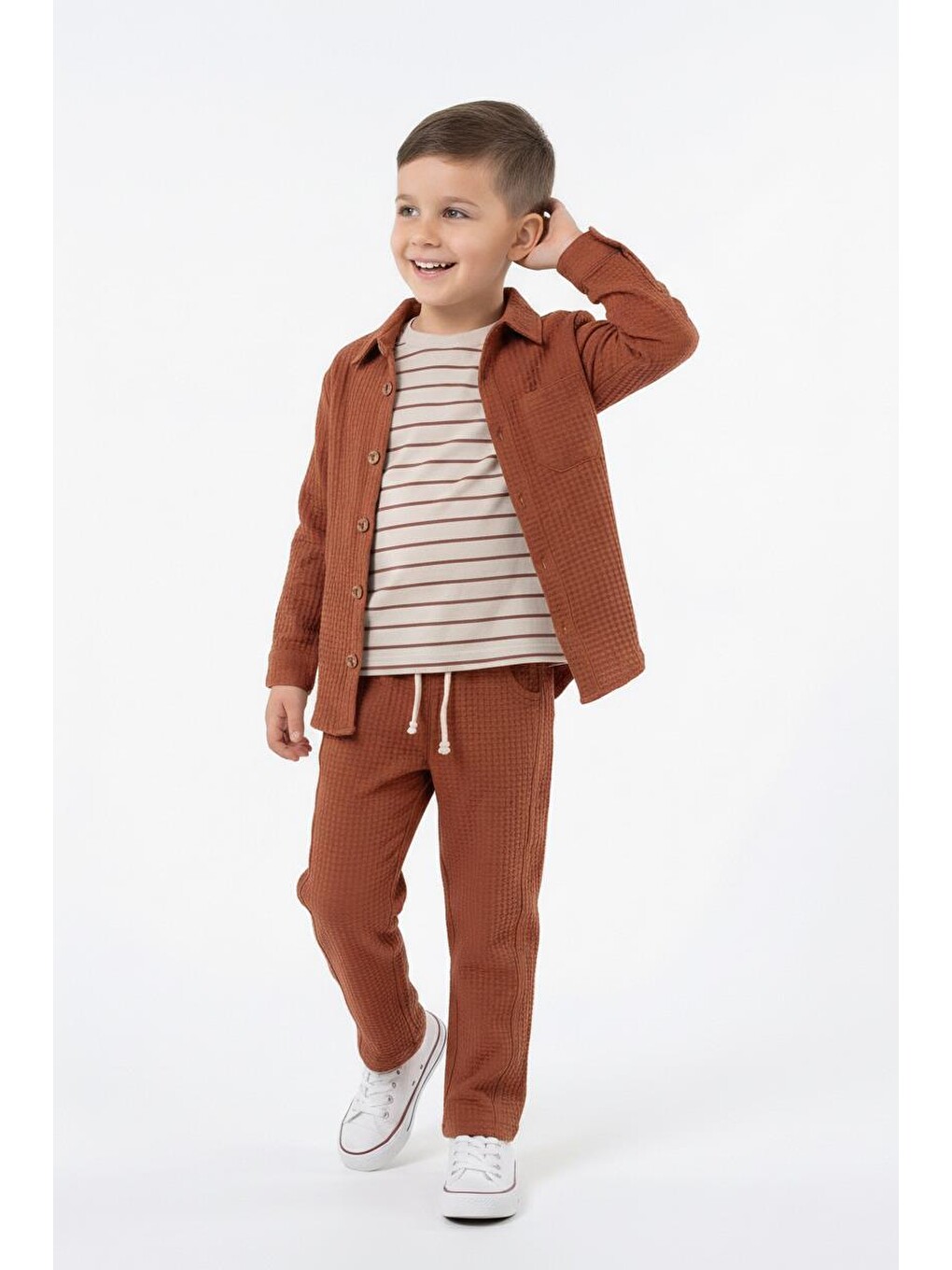 Kahverengi Mevsimlik Casual 3lü Takım-1