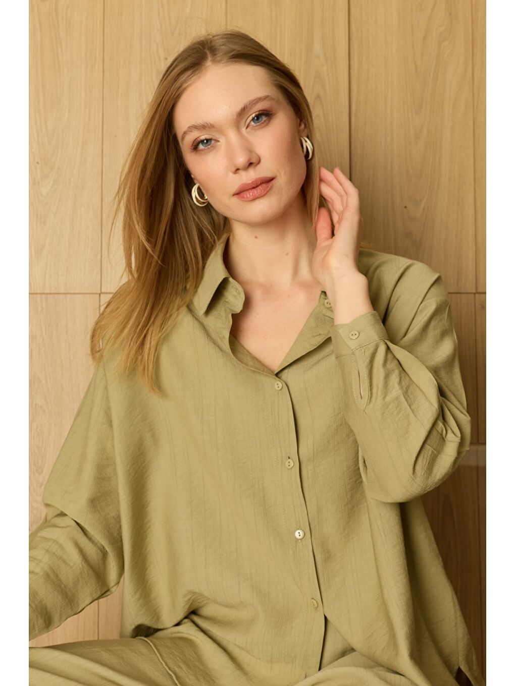 Yeşil Basic Düğmeli Salaş Krinkıl 2 Li Takım-1