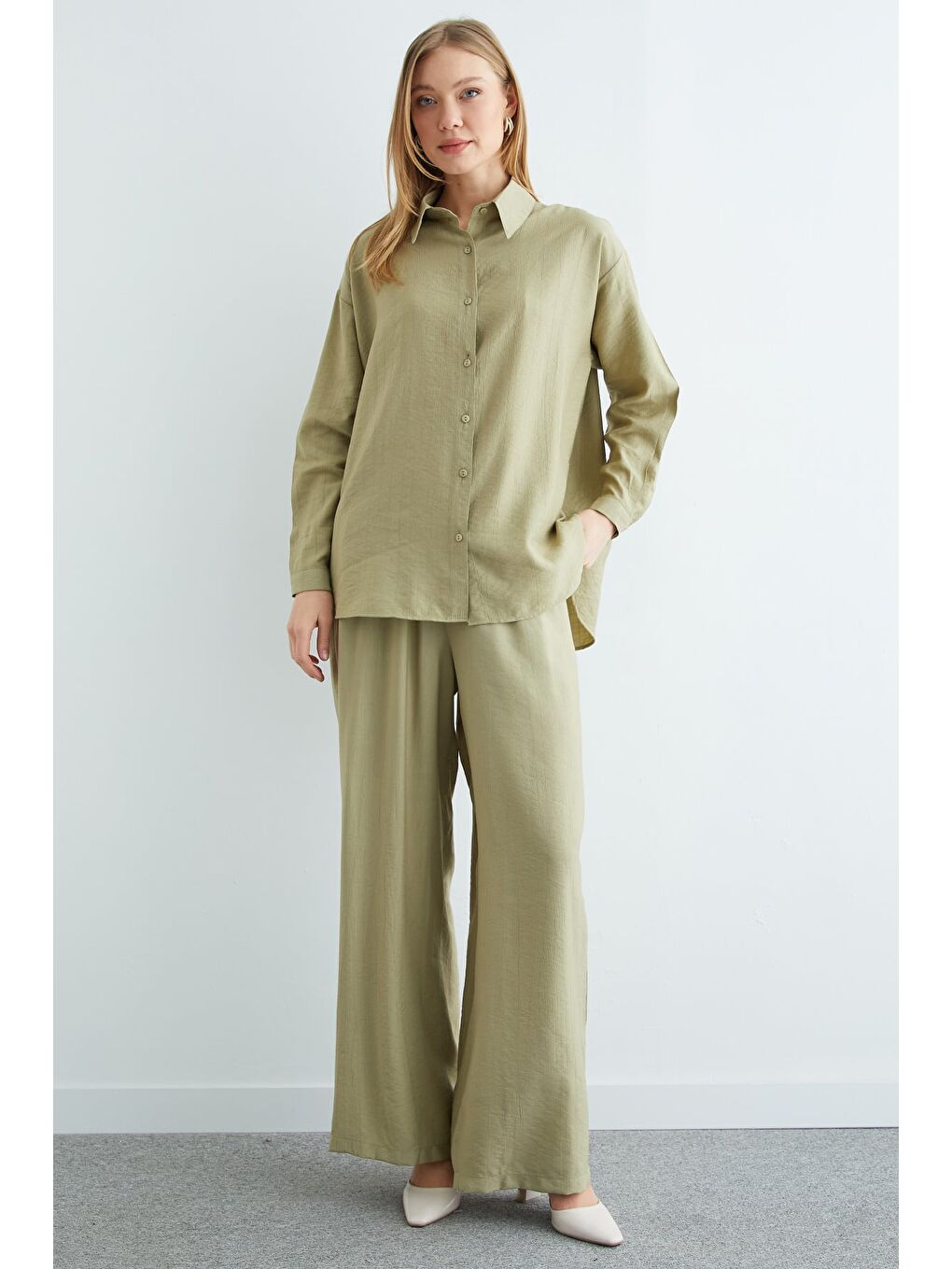 Yeşil Basic Düğmeli Salaş Krinkıl 2 Li Takım-2