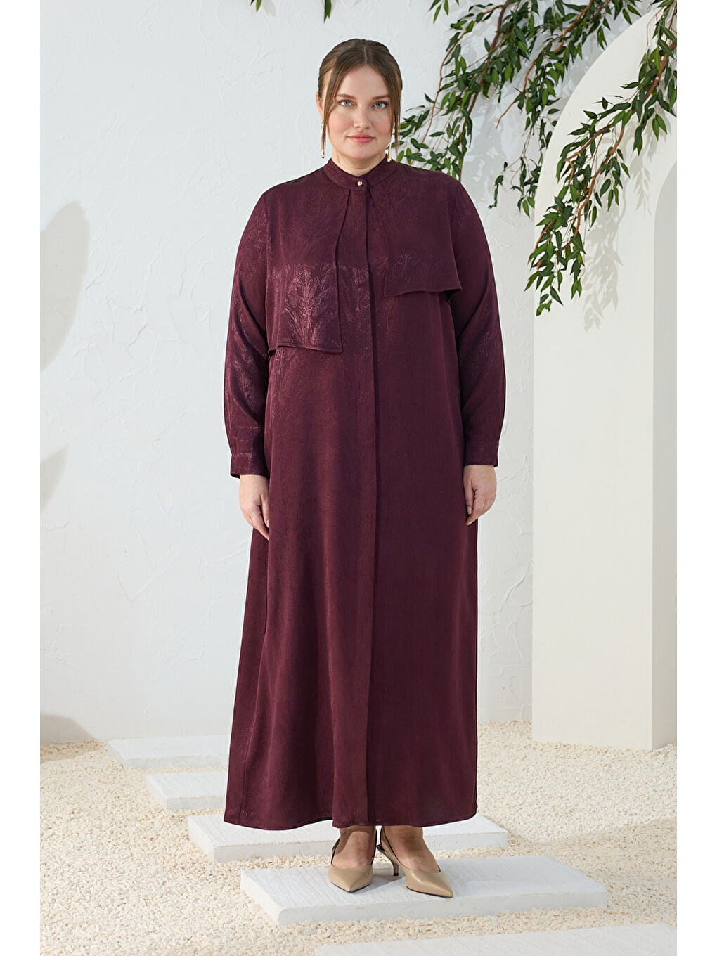 Bordo Asimetrik Rüzgarlı Ferace-2