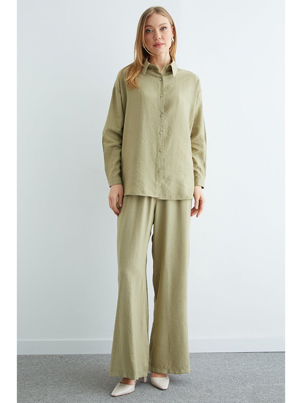 Yeşil Basic Düğmeli Salaş Krinkıl 2 Li Takım-3