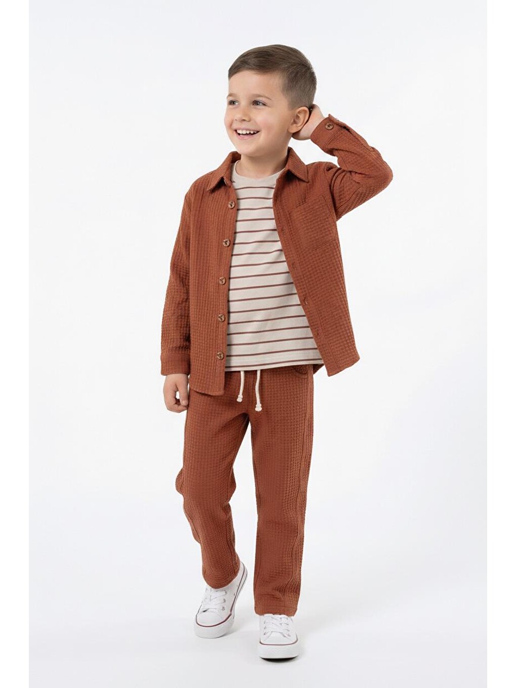 Kahverengi Mevsimlik Casual 3lü Takım-3