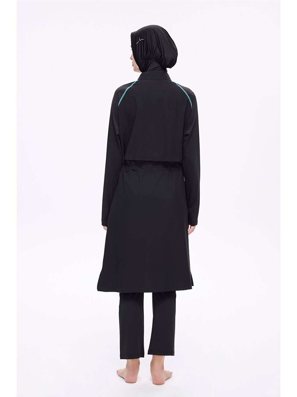 Kol Altı Desenli Siyah 5 Parça Tam Tesettür Mayo Takımı 5018-3