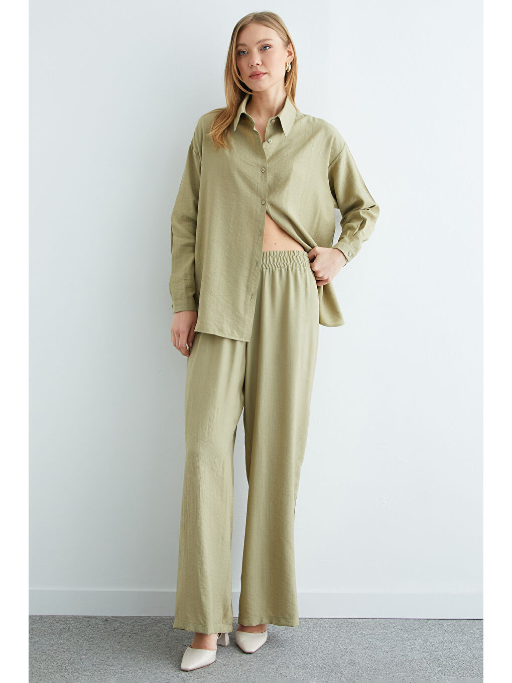 Yeşil Basic Düğmeli Salaş Krinkıl 2 Li Takım-4