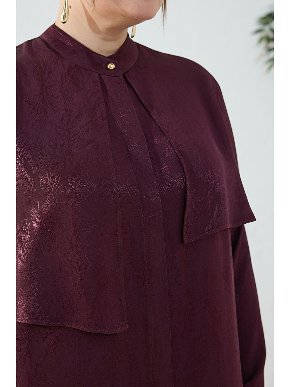 Bordo Asimetrik Rüzgarlı Ferace-4