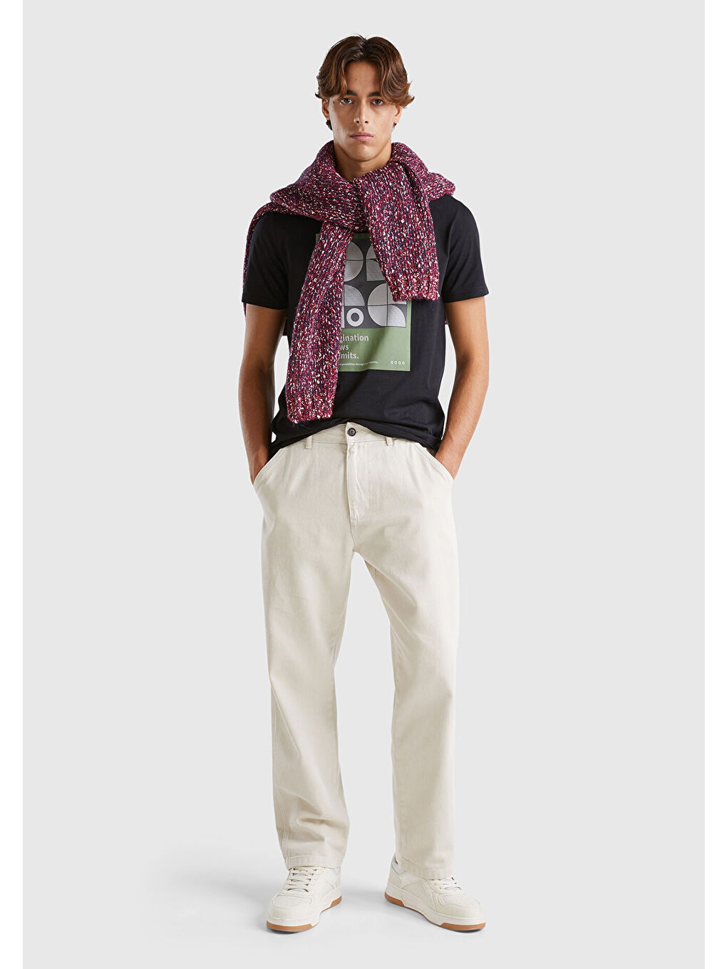 Beyaz %100 Pamuk Düz Paça Erkek Pantolon