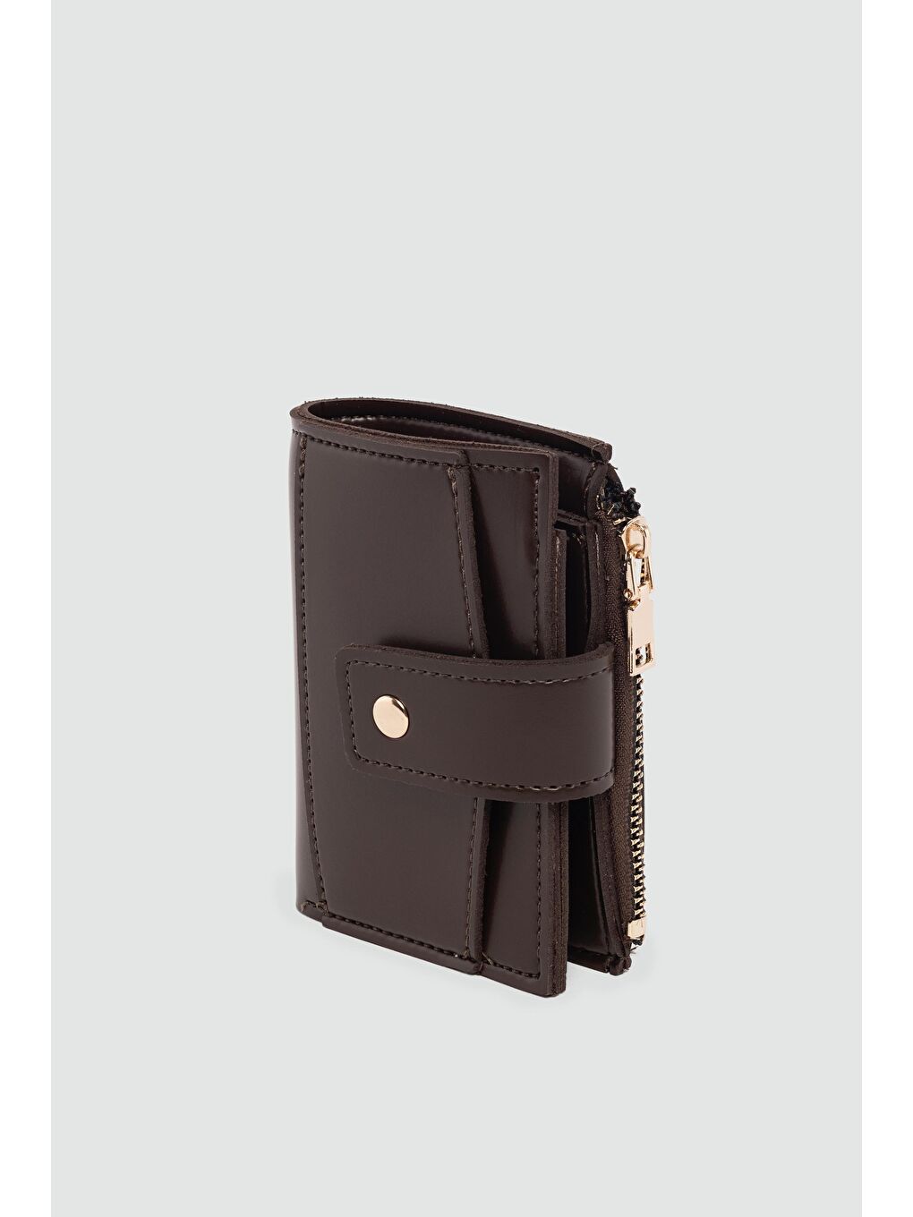 Kahverengi Payer Çıtçıtlı Kadın Cüzdan Kahve-2