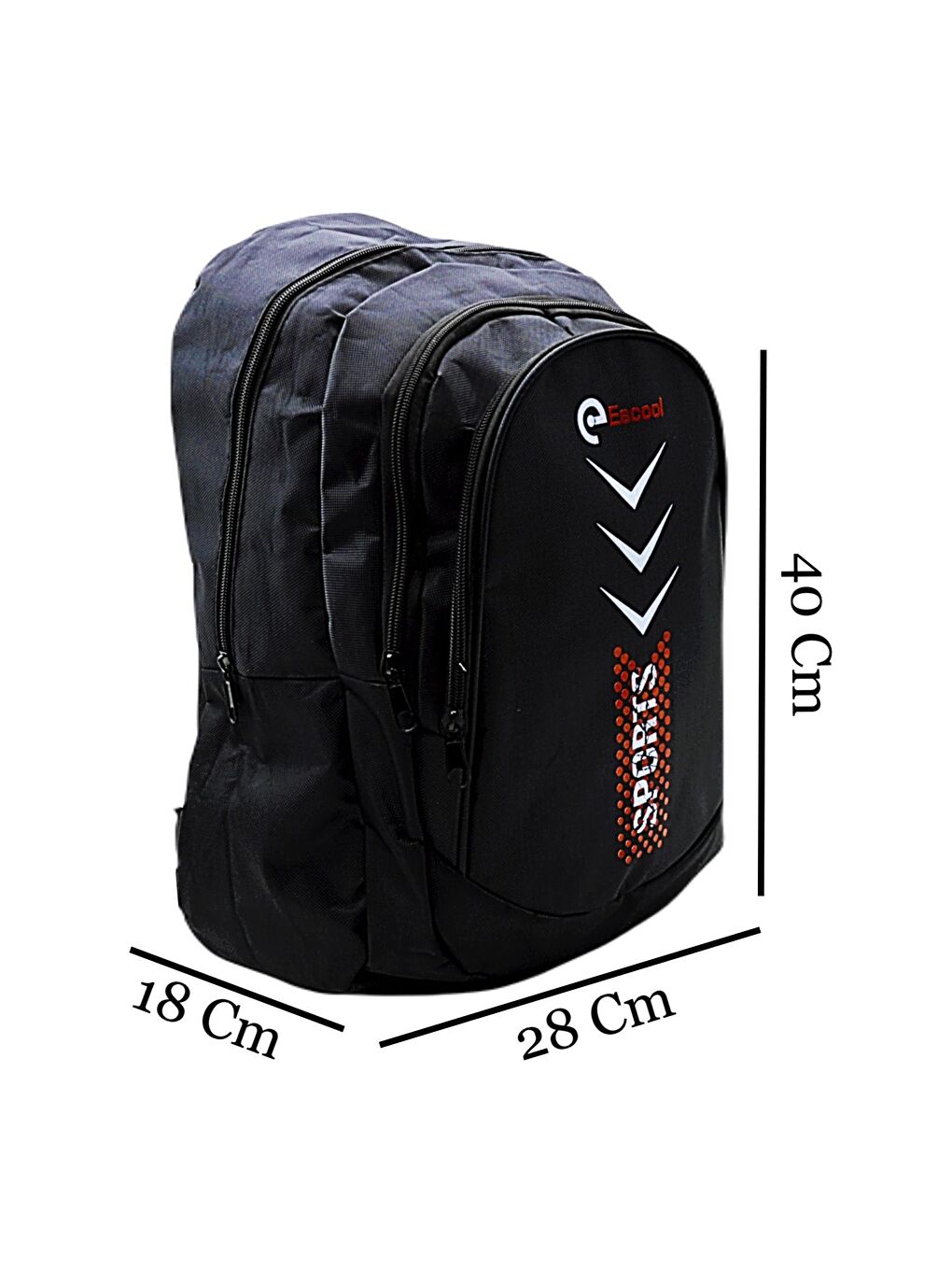 Sport 3 Bölmeli Okul Sırt Çantası Siyah Kırmızı Noktalı KOD:701-1