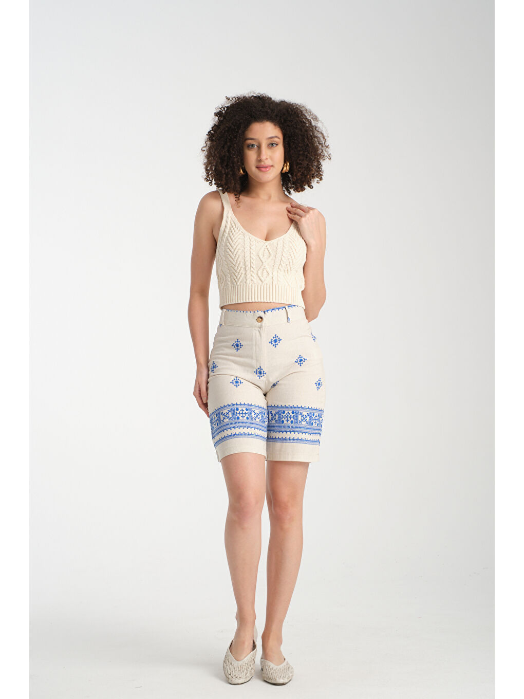 Mavi Kadın Keten Şort 8228-1