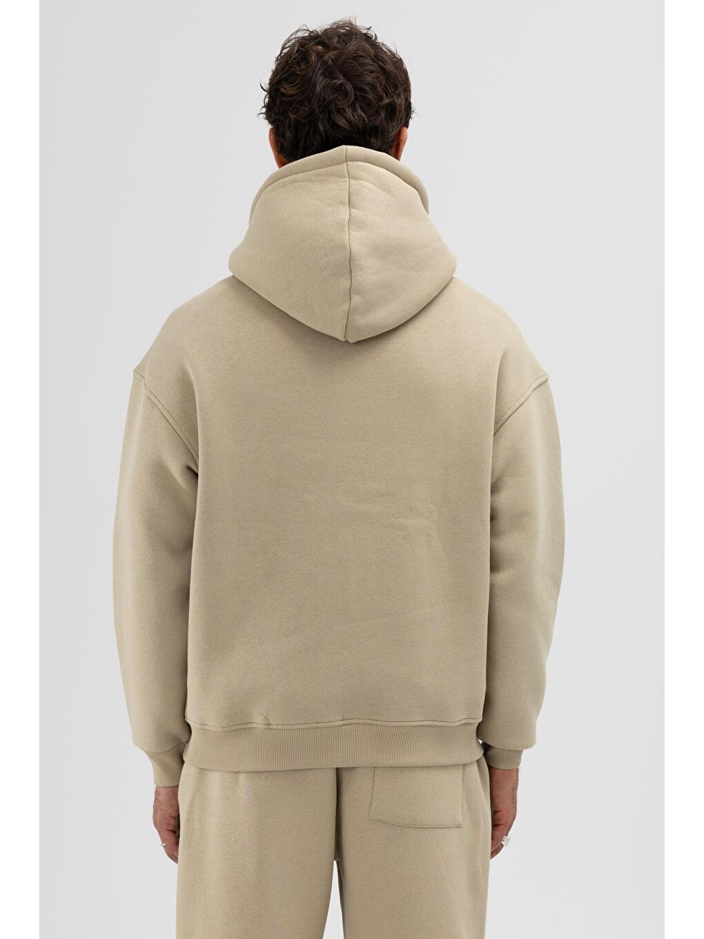 Basic Oversize Kapüşonlu Sweatshirt Haki-3