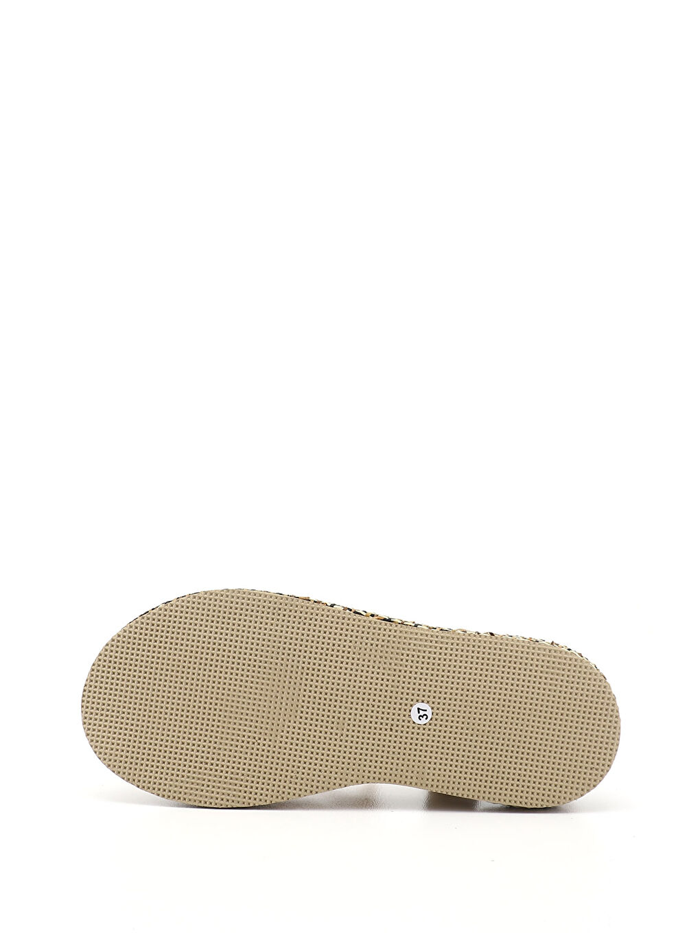 Bej Kadın AÇIK NUDE Fileli Düz Tabanlı Sandalet-4