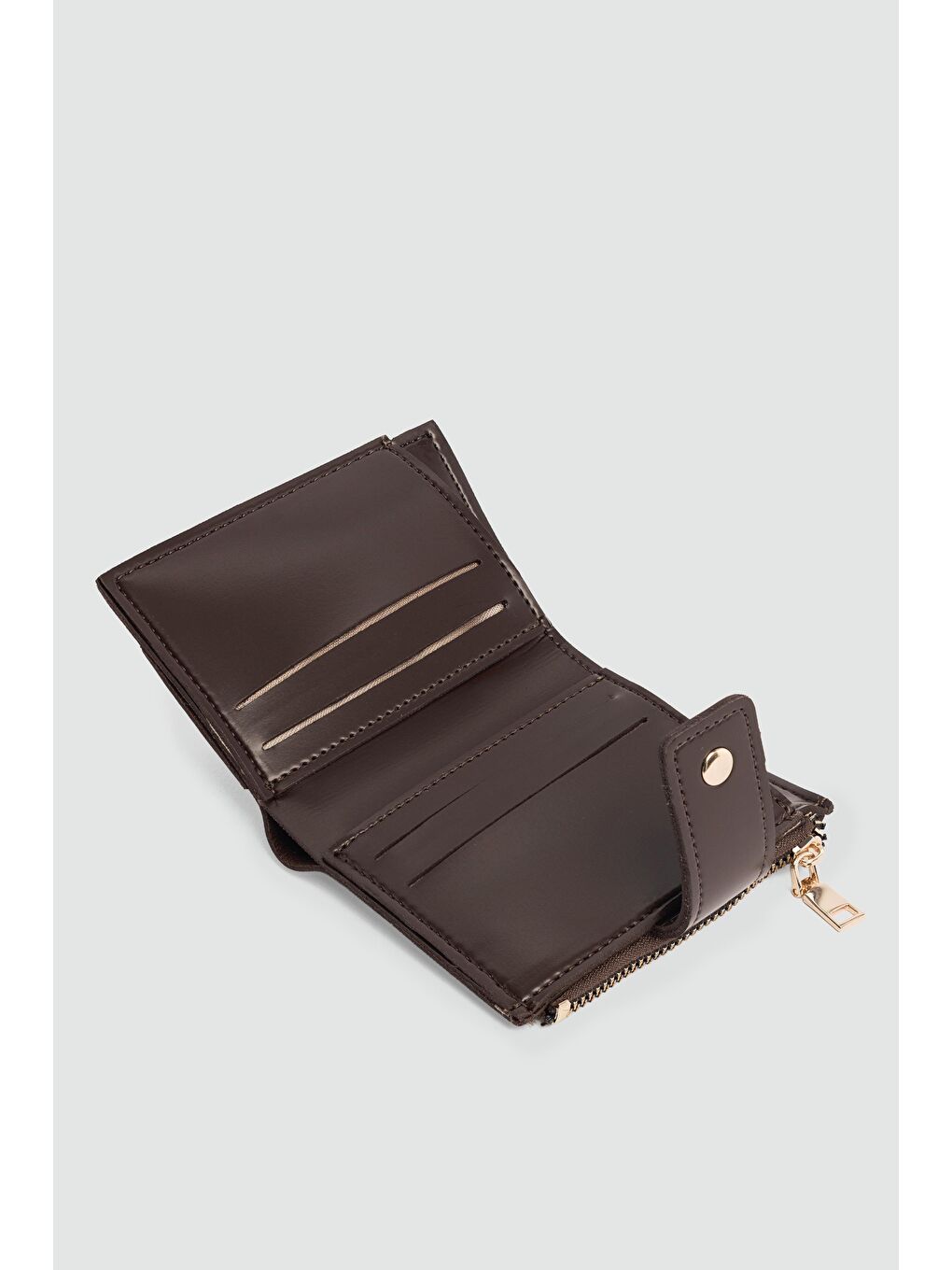 Kahverengi Payer Çıtçıtlı Kadın Cüzdan Kahve-3