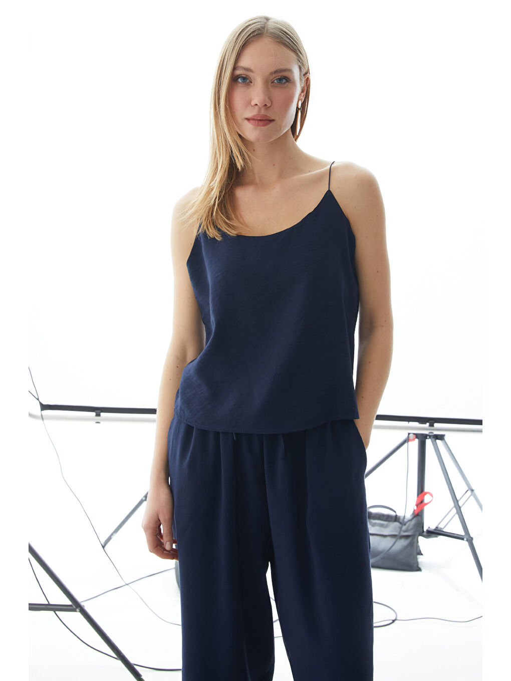 Lacivert Basic İp Askılı Beli Lastikli 2 Li Takım-2