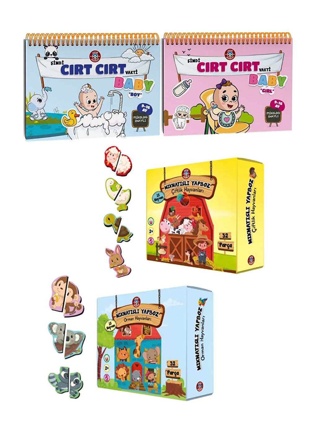 Kız Erkek Bebek Cırt Cırtlı Kitap ve Yapboz Serisi Eko Paket