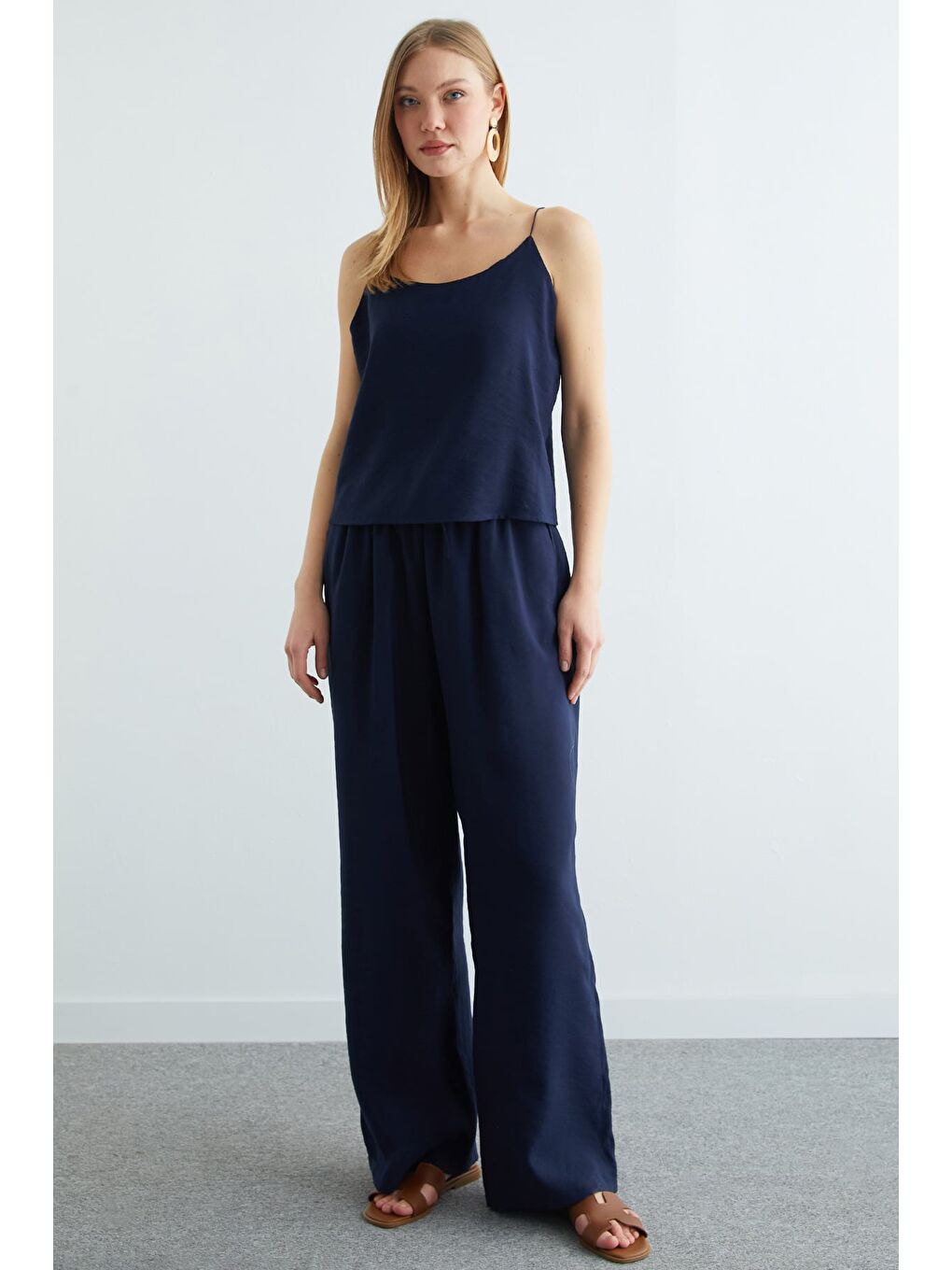 Lacivert Basic İp Askılı Beli Lastikli 2 Li Takım-3