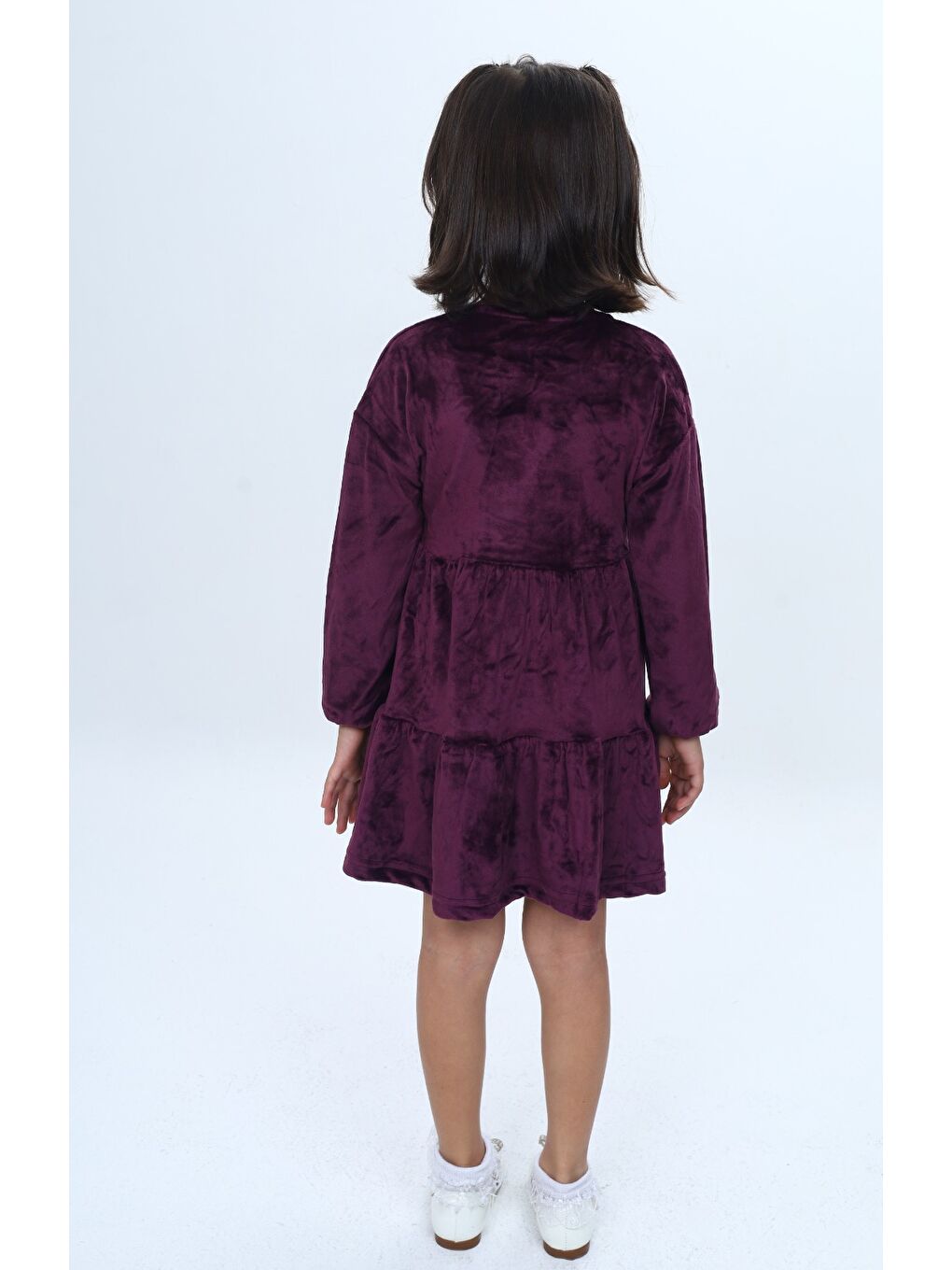 Mor Kız Çocuk Nakışlı Elbise-2