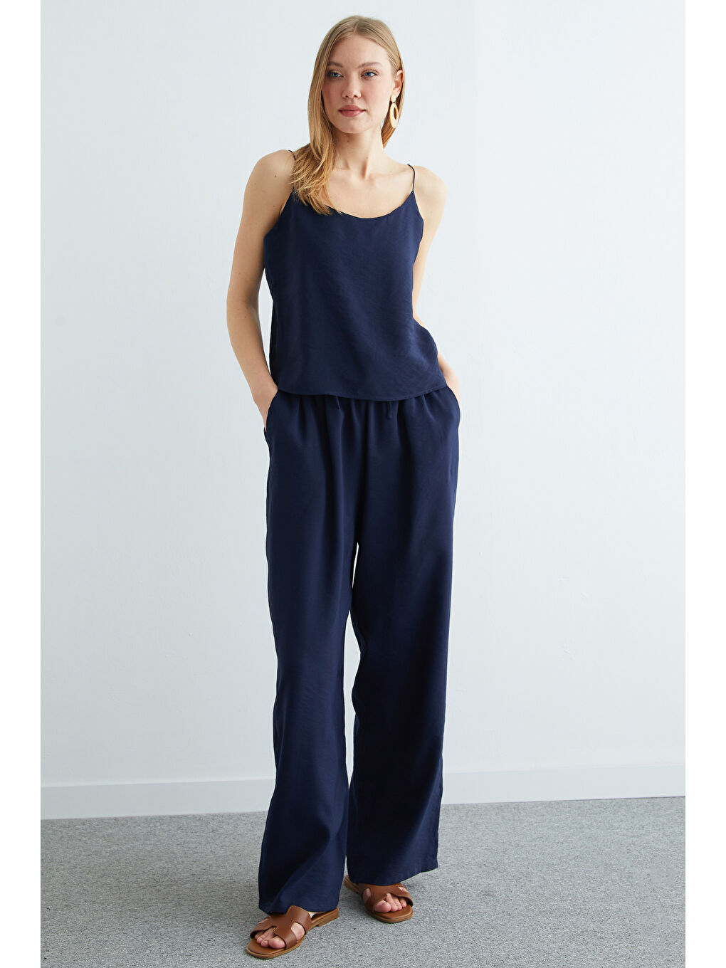 Lacivert Basic İp Askılı Beli Lastikli 2 Li Takım-4