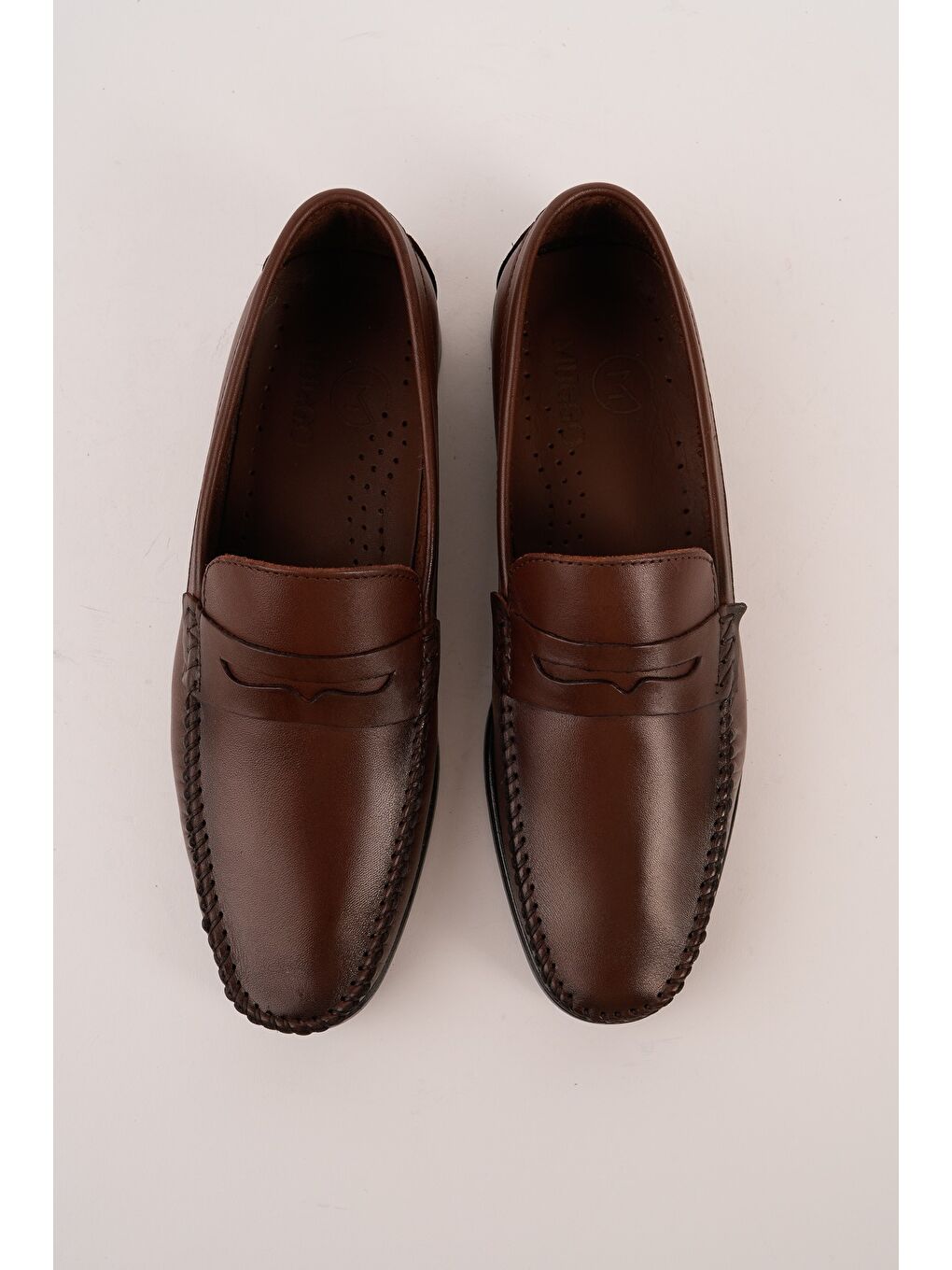 Kahverengi VOGAYER Hakiki Deri Erkek Günlük Klasik Loafer Ayakkabı