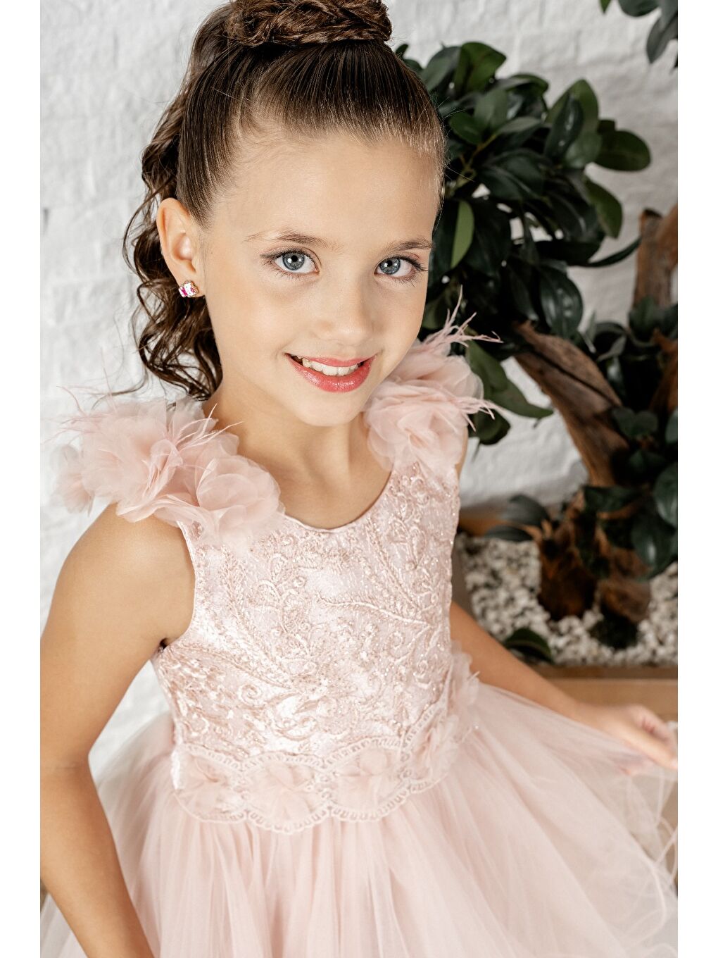 Pembe Uzun Kuyruk Tütü Passos Kız Çocuk Abiye MNK0586-3