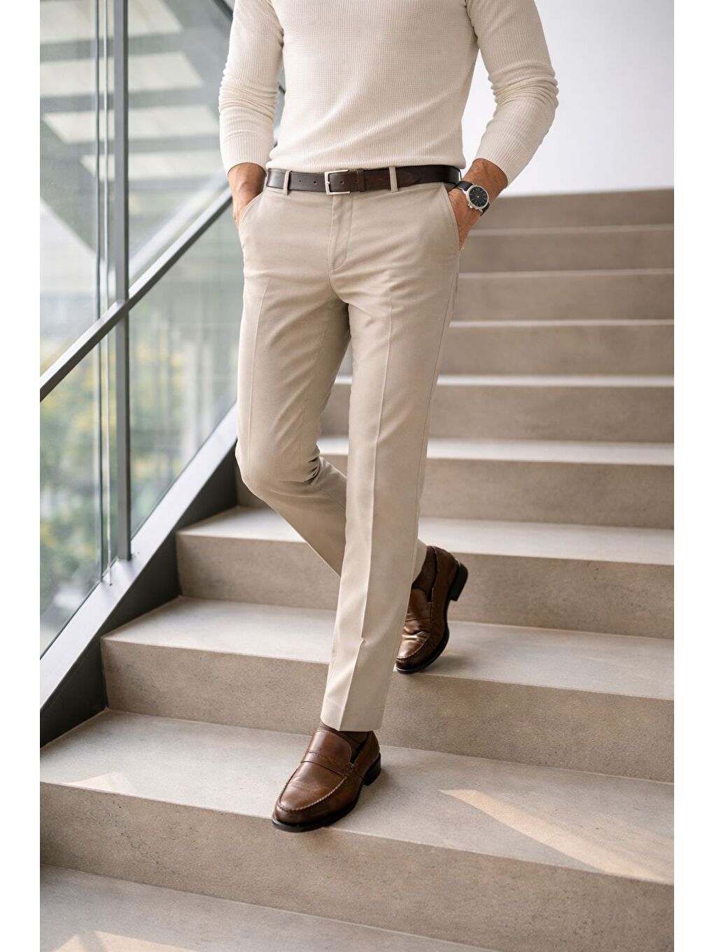 Kahverengi VOGAYER Hakiki Deri Erkek Günlük Klasik Loafer Ayakkabı-2