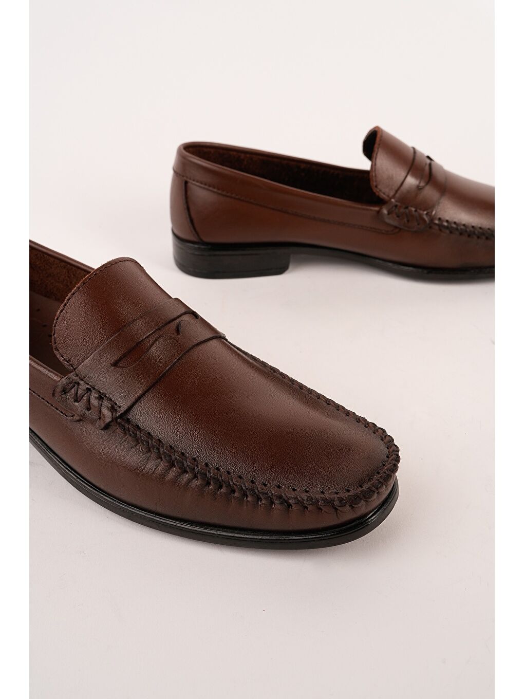 Kahverengi VOGAYER Hakiki Deri Erkek Günlük Klasik Loafer Ayakkabı-3