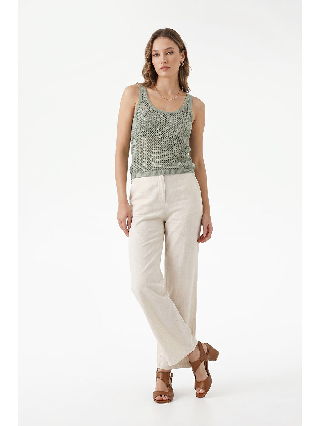 Kahverengi Kadın TABA KAHVE MEL. Kalın Topuklu Arkası Açık Hakiki Deri Sandalet-2