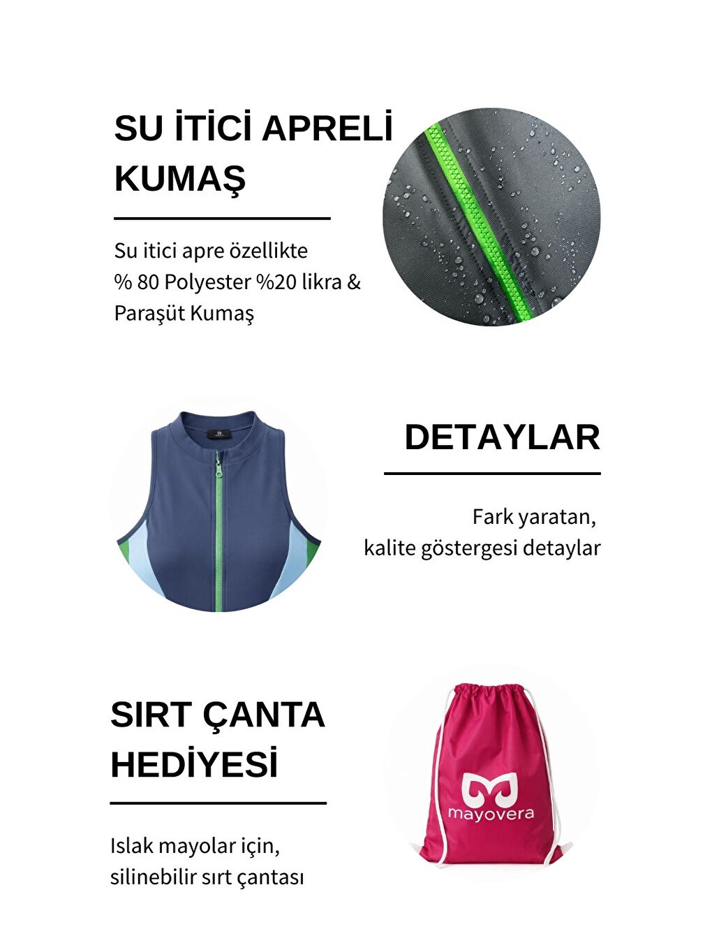 Karışık Yeşil Fermuarlı Yarı Kapalı Mayo-4