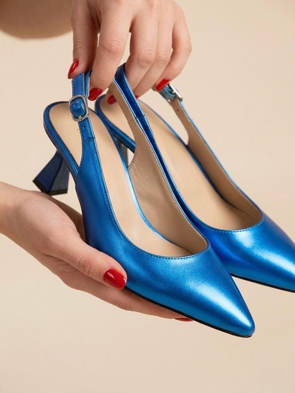 Kadın Harmony Metalik Mavi Topuklu Ayakkabı-1