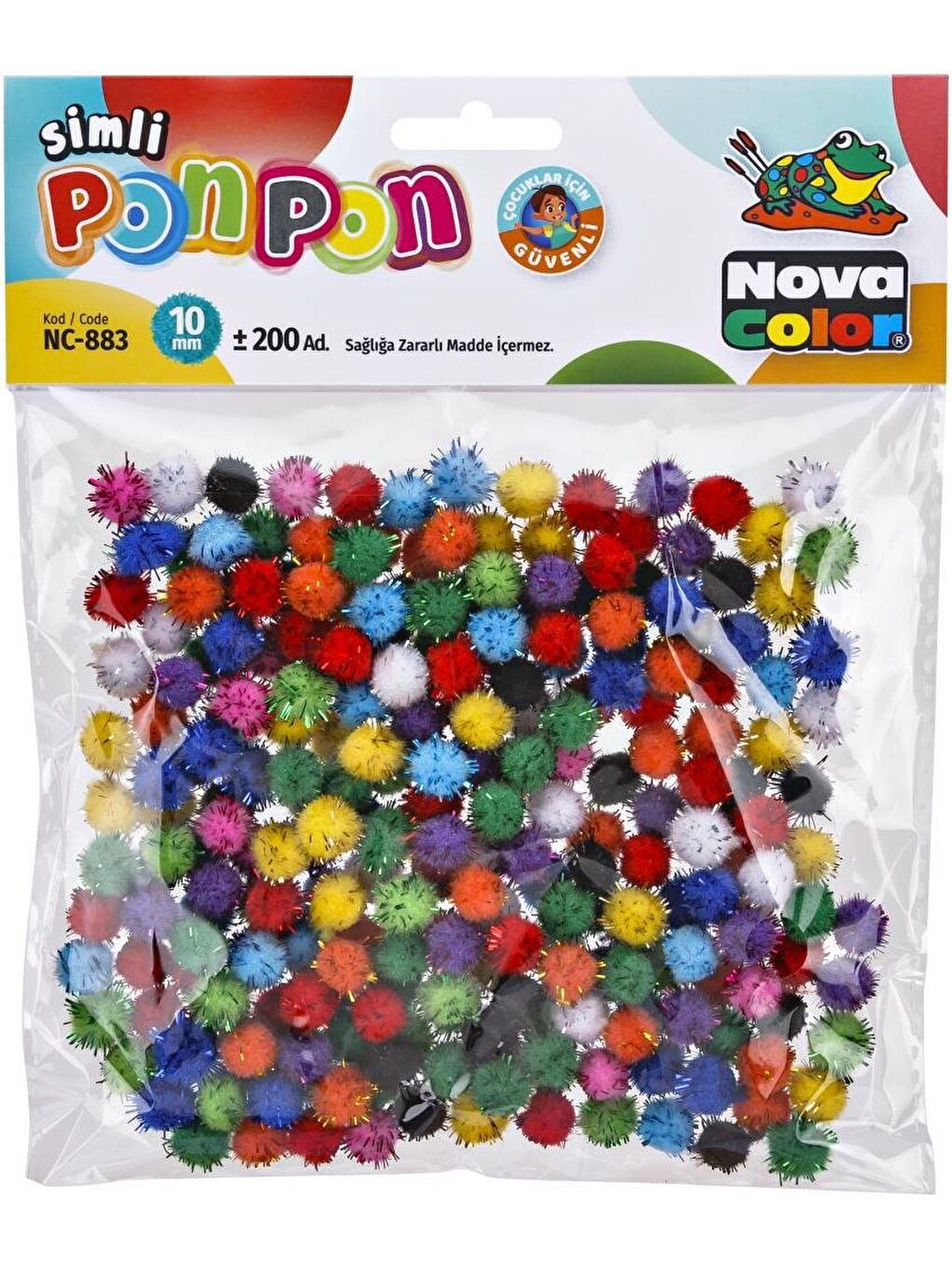 Nova Color Karışık Asorti Ponpon Simli 10 mm 200 Adet (NC-883)