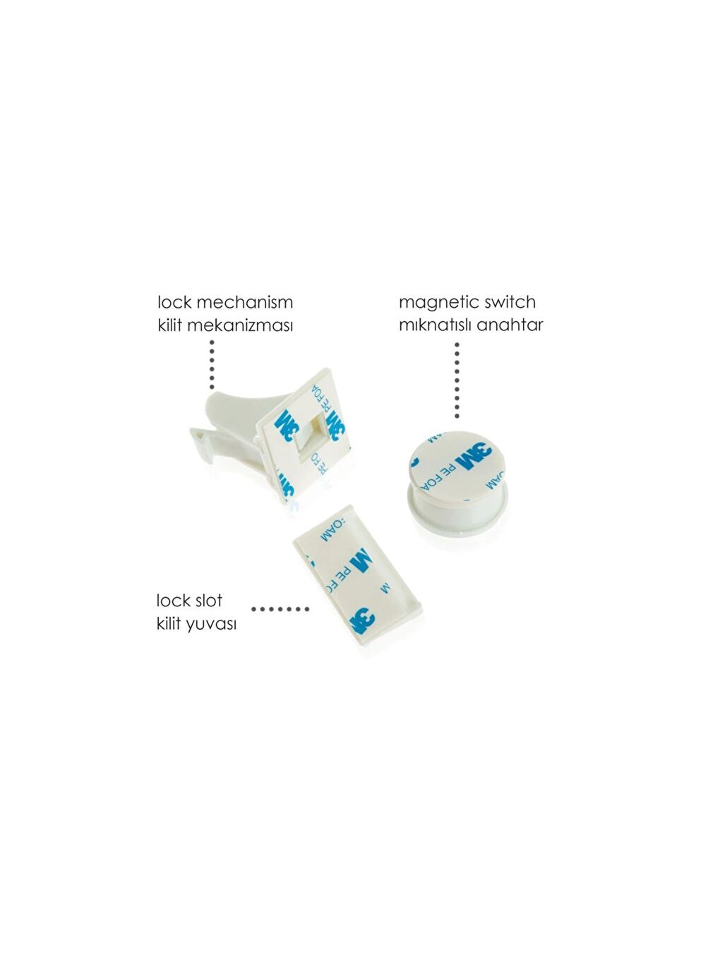 Mıknatıslı Çekmece Kilidi Çoklu Paket - 12 Kilit + 3 Mıknatıs-1