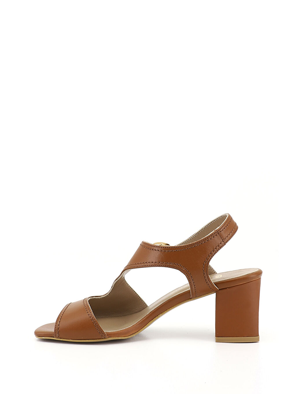 Kahverengi Kadın TABA KAHVE MEL. Kalın Topuklu Arkası Açık Hakiki Deri Sandalet-4