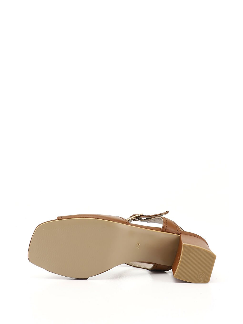 Kahverengi Kadın TABA KAHVE MEL. Kalın Topuklu Arkası Açık Hakiki Deri Sandalet-5
