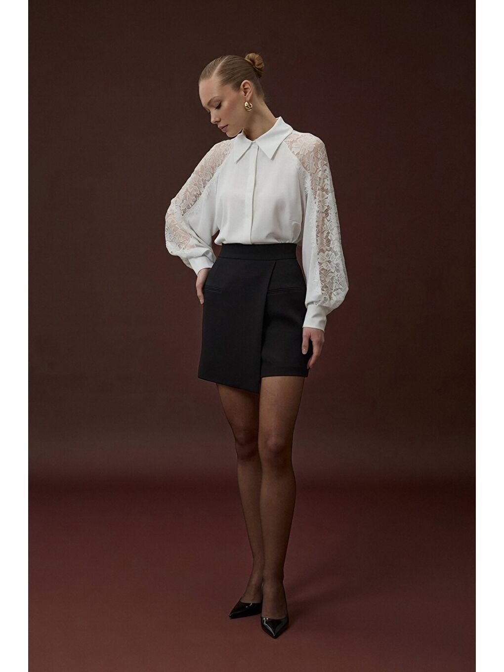 Talia Şort Etek - Siyah-4