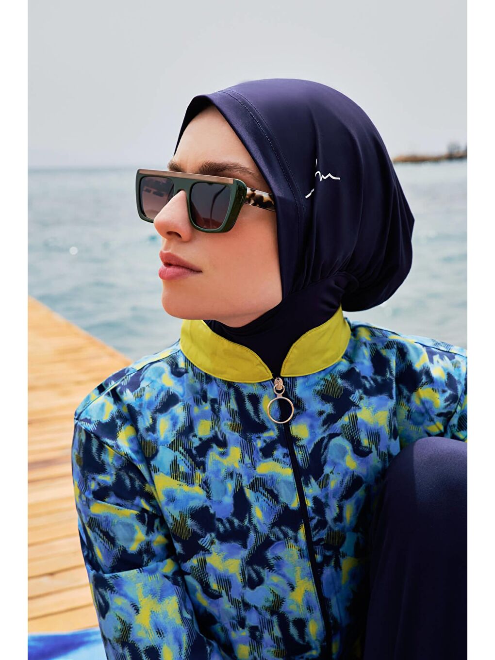 Lacivert Esila Mia Jileli Tam Tesettür Mayo Üstü 3429-1