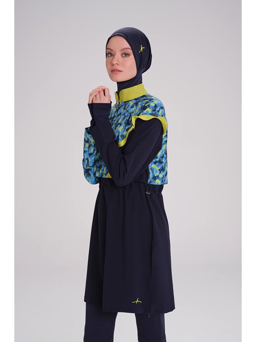 Lacivert Esila Mia Jileli Tam Tesettür Mayo Üstü 3429-4