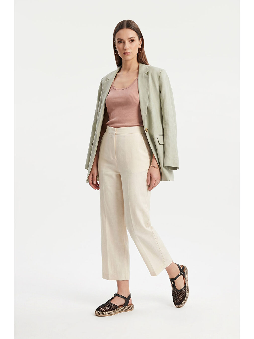 Siyah Kadın SİYAH Fileli Düz Tabanlı Sandalet-2