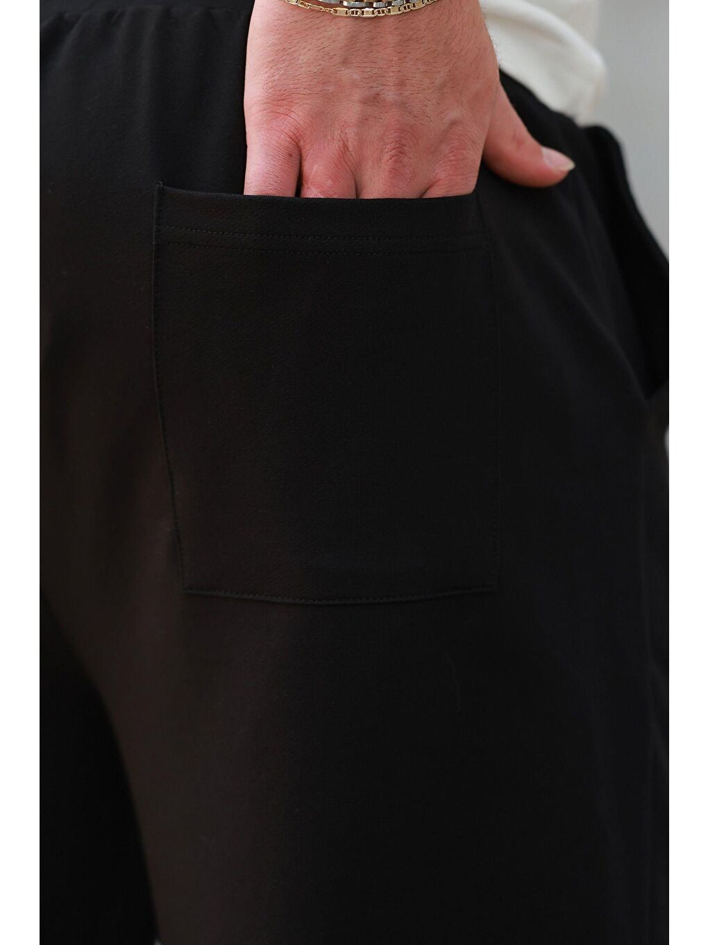 Siyah Rahat Kesim Paçası Lastikli Erkek Eşofman Altı E6573-2