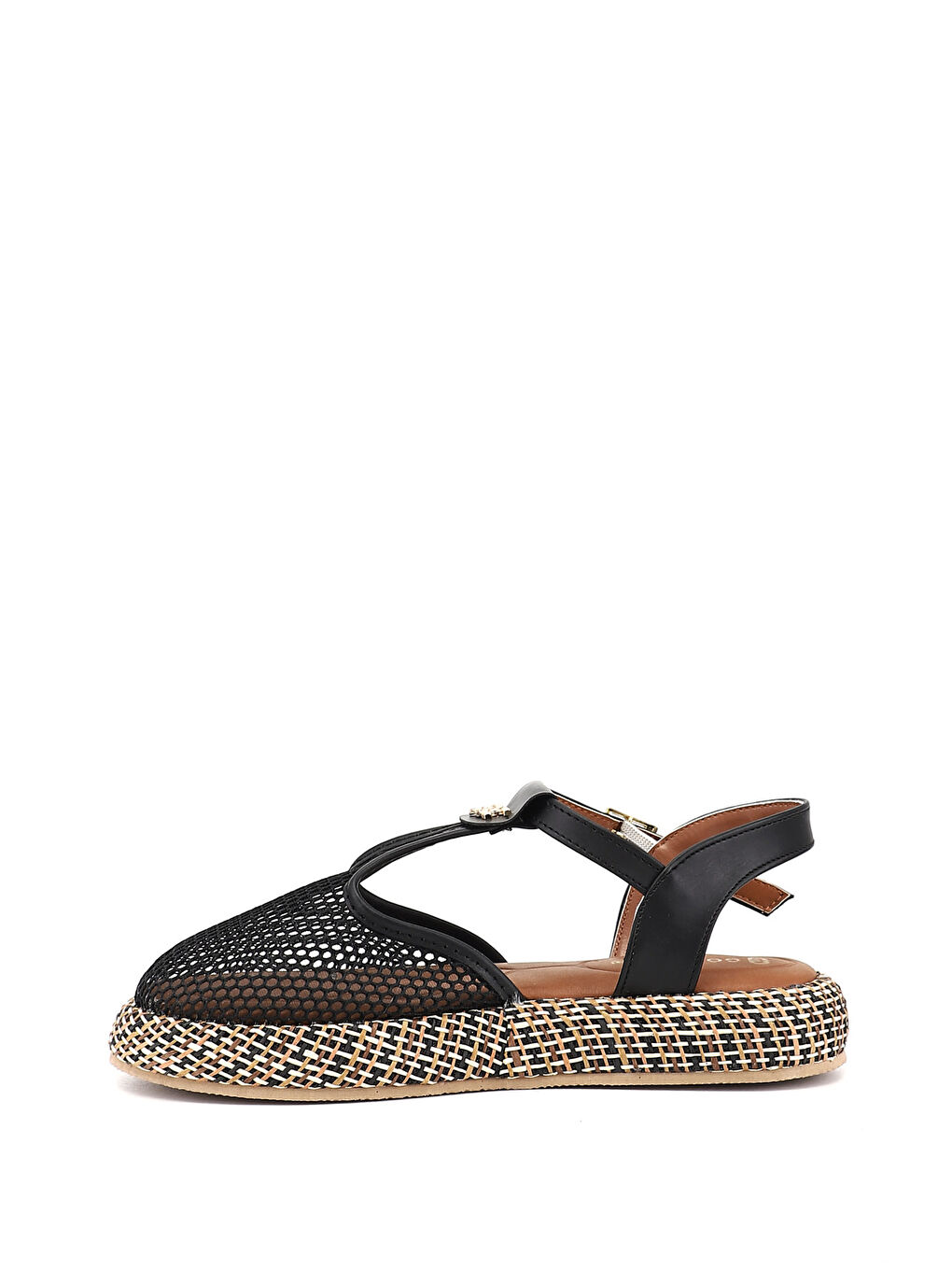 Siyah Kadın SİYAH Fileli Düz Tabanlı Sandalet-3