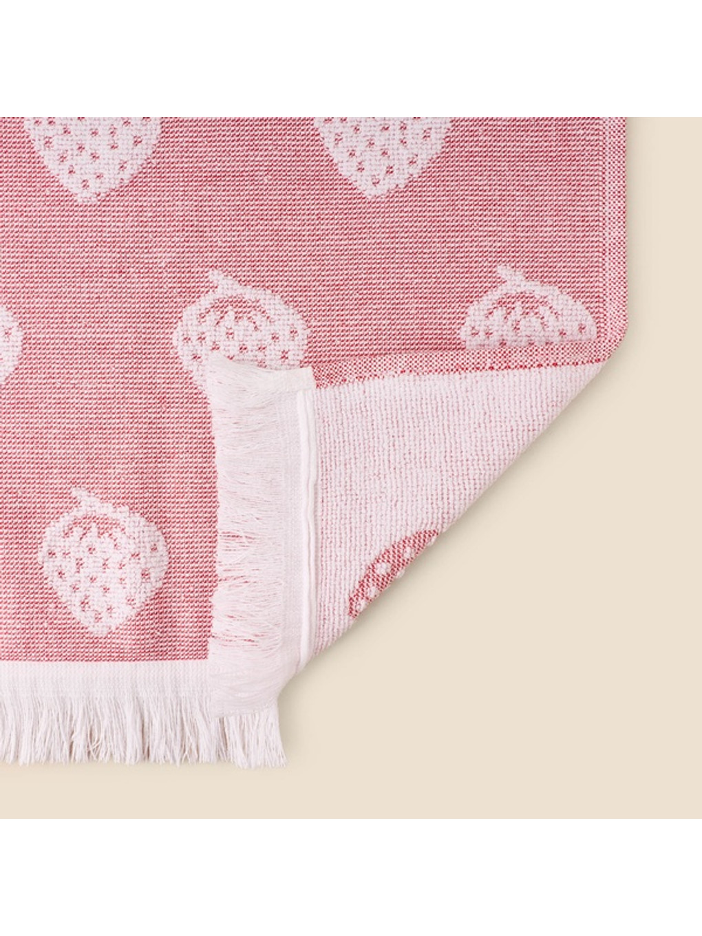 Soft Çilek Desenli El Havlusu - Kırmızı - 30x50 Cm-2