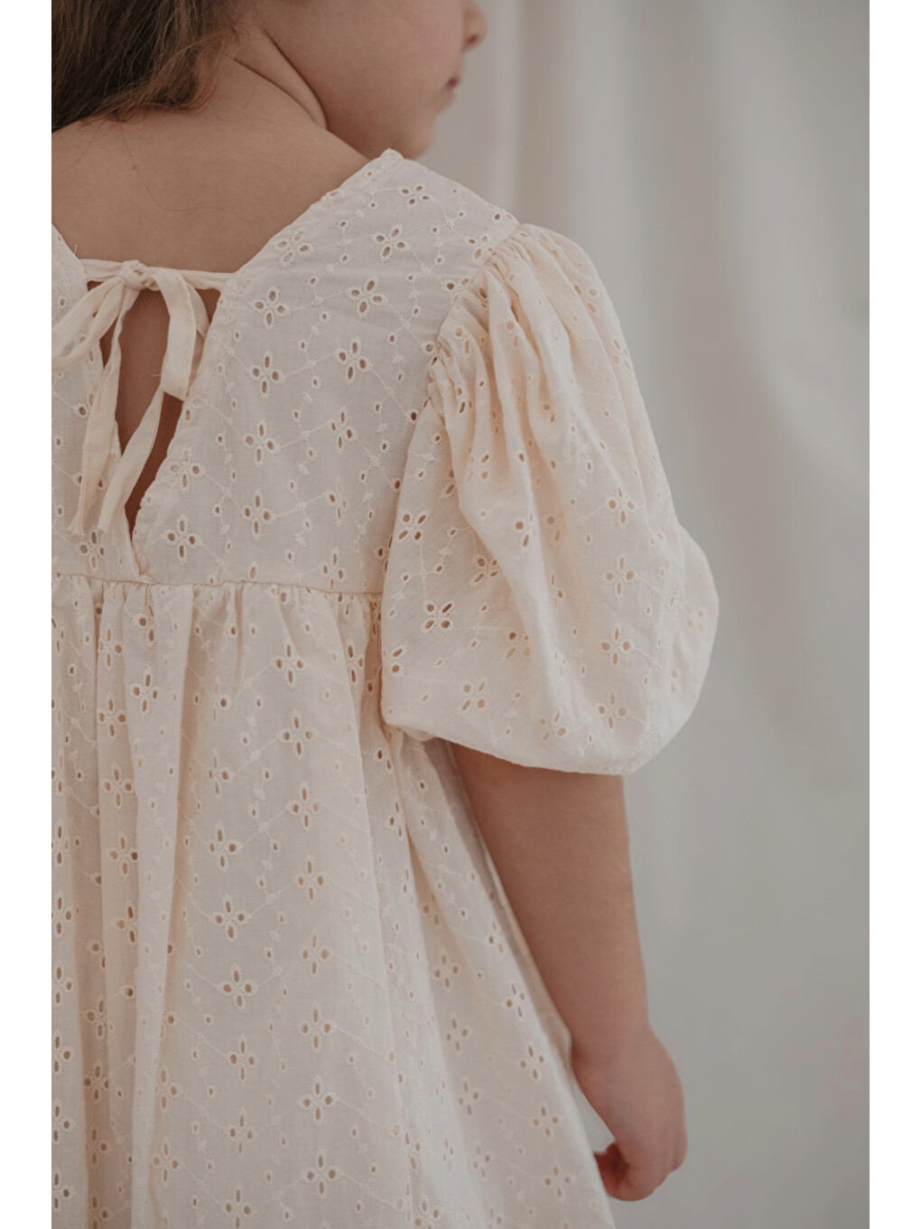 Ekru Krem Luma Vintage Serisi Balon Elbise-5