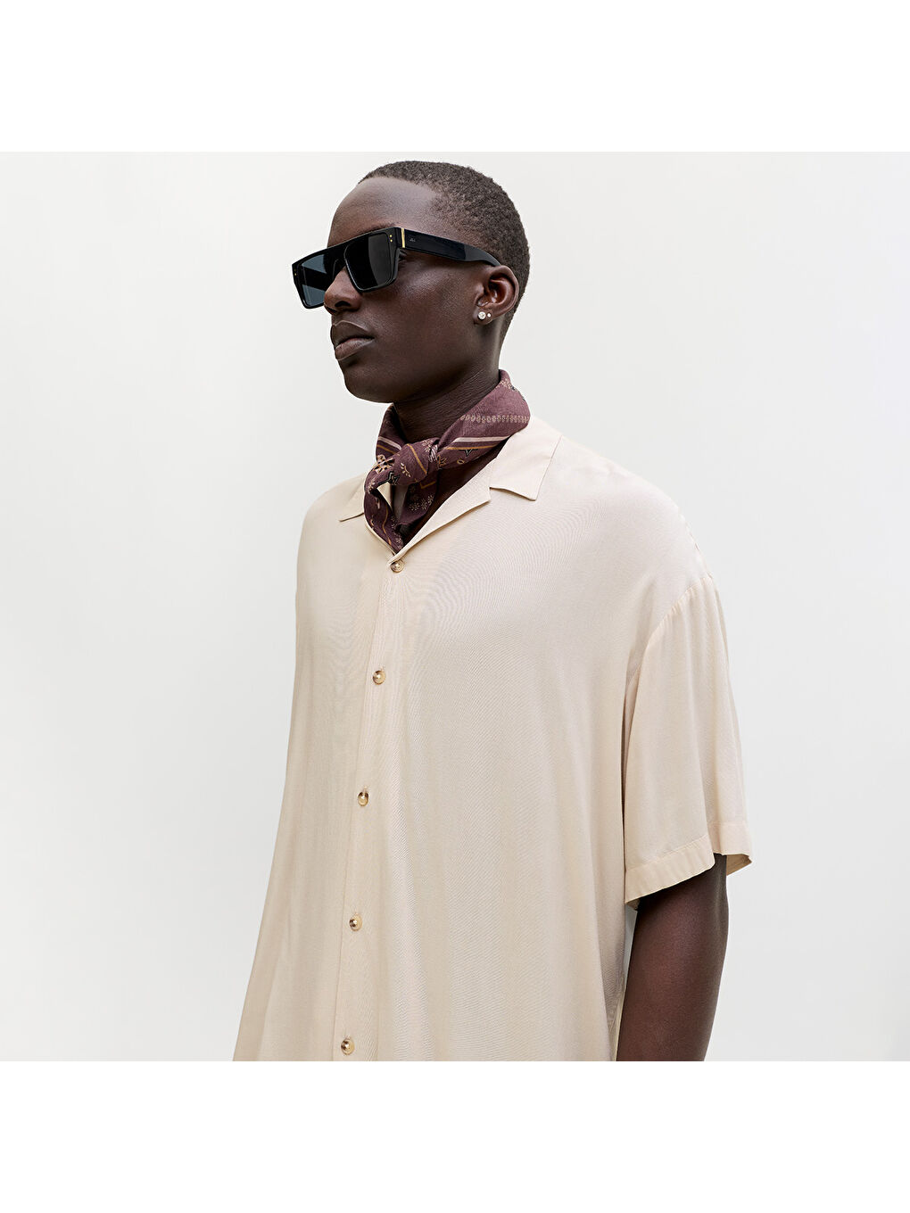 Jeff Resort Solid Erkek Bej Gömlek-3