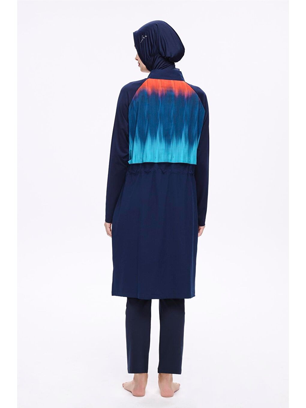 Lacivert Desenli 5 Parça Tam Tesettür Mayo Takımı 5019-2