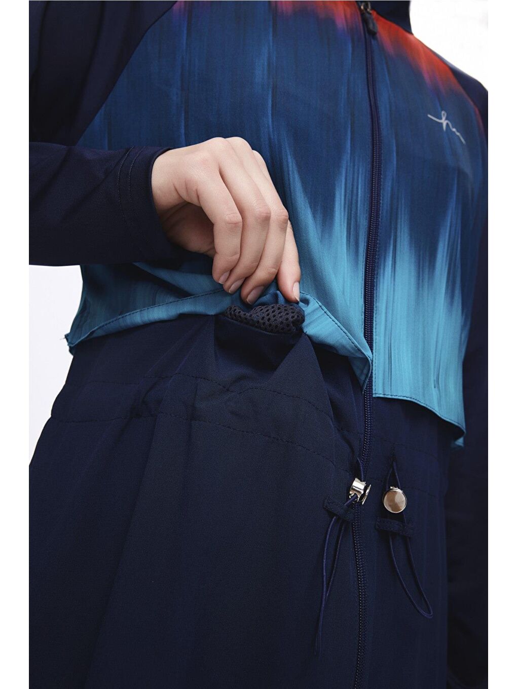 Lacivert Desenli 5 Parça Tam Tesettür Mayo Takımı 5019-3